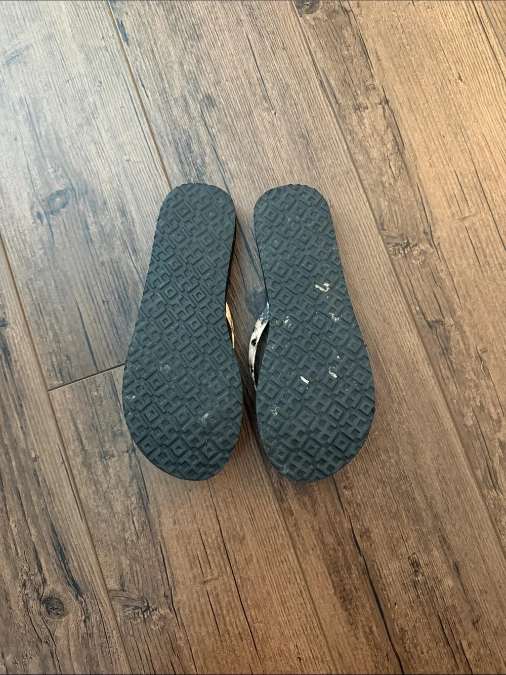 Tory Burch Snake-Print Flip Flops in Beige and Black